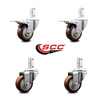 Service Caster 3.5 Inch Maroon Poly Swivel 7/8 Inch Square Stem Caster Total Lock Brakes, 2PK SCC-SQTTL20S3514-PPUB-MRN-78-2-S-2